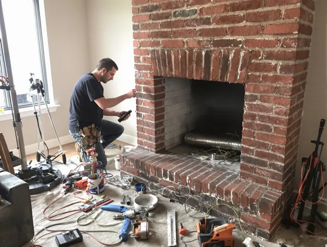 North Smithfield Chimney Sweep specialist finalizing chimney liner service in North Smithfield, RI