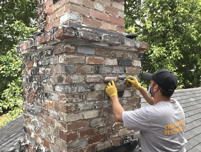 In-progress chimney restoration by North Smithfield Chimney Sweep in North Smithfield, RI