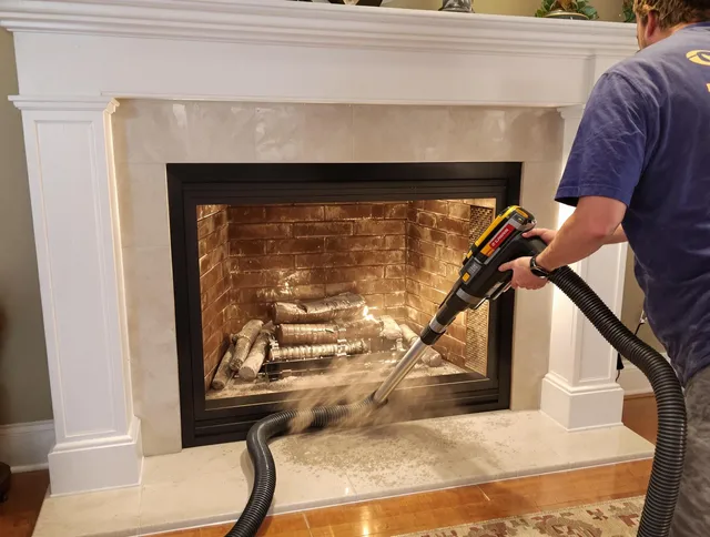 Fireplace cleaning performed by North Smithfield Chimney Sweep in North Smithfield, RI