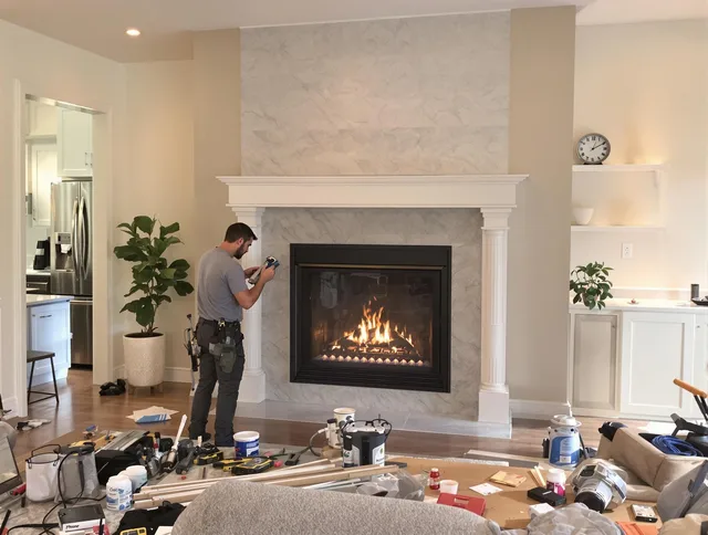 Newly installed fireplace by North Smithfield Chimney Sweep in North Smithfield, RI