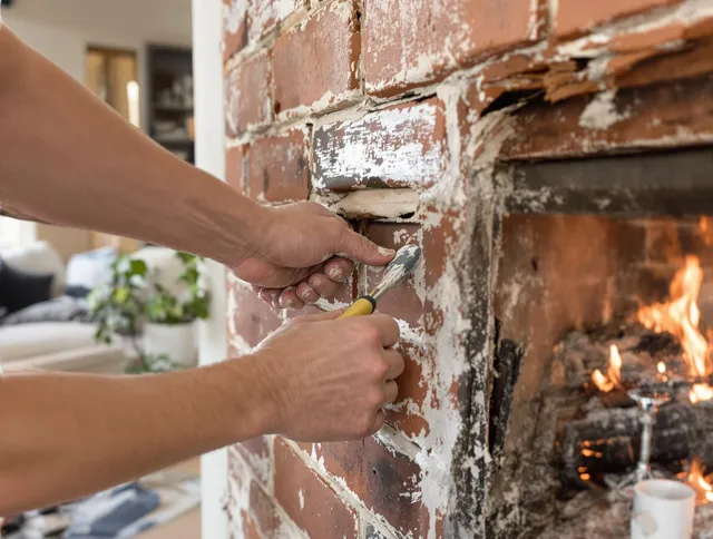 Routine fireplace repair by North Smithfield Chimney Sweep in North Smithfield, RI